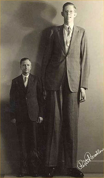 Giant next to small person
